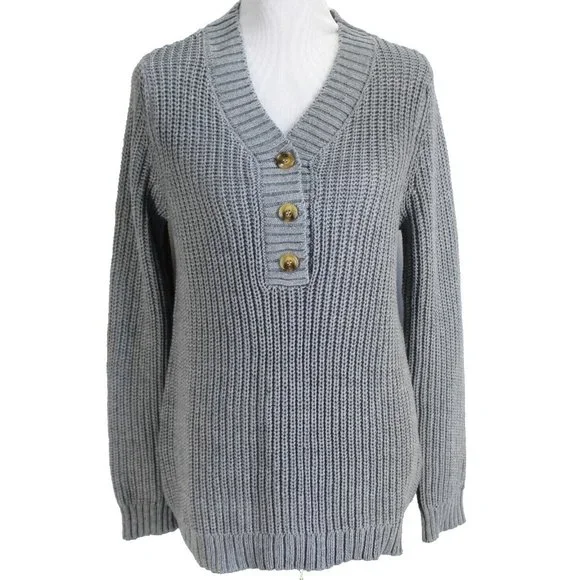 Blair Sweaters Blair Shaker Henley Sweater Womens Size S Solid